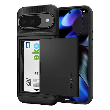 Spigen SGP Coque Porte-cartes pour Google Pixel 9 et 9 Pro Antichoc Design Fin Noir