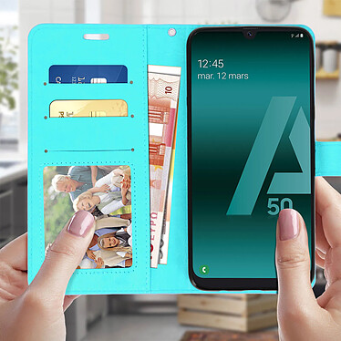 Avis Avizar Housse Samsung Galaxy A50 Étui Portefeuille Fonction Support bleu turquoise