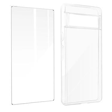 Avizar Coque pour Google Pixel 7 Silicone Souple et Film Verre Trempé 9H  transparent