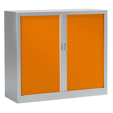 VINCO Armoire Monobloc FUN H100xL120xP43 cm 2 Tablettes Alu Rideaux Orange