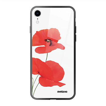 Evetane Coque en verre trempé iPhone Xr Coquelicot