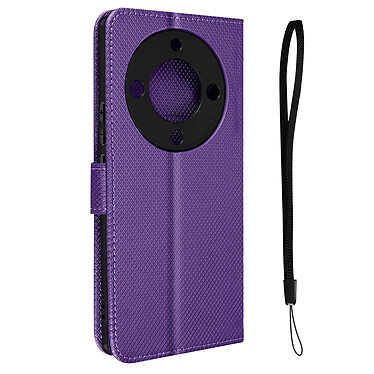 Avizar Étui Folio pour Honor Magic 5 Lite 5G Effet Croisillons avec Dragonne  violet