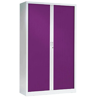 VINCO Armoire Monobloc FUN H198xL120xP43 cm 4 Tablettes Blanc Rideaux Prune