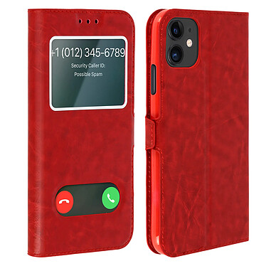 Avizar Housse iPhone 11 Protection Double Fenêtre Fonction Support - rouge