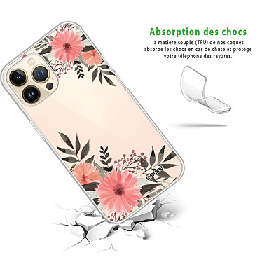 Avis Evetane Coque iPhone 13 Pro silicone transparente Motif Fleurs roses ultra resistant