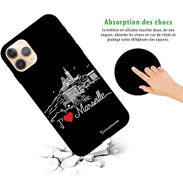 Avis LaCoqueFrançaise Coque iPhone 11 Pro Silicone Liquide Douce noir J'aime Marseille