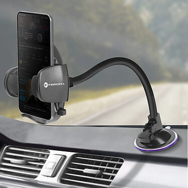 Forcell Support Voiture pour Smartphone Ovale Fixation à ventouse Bras long 27 cm  Noir pas cher