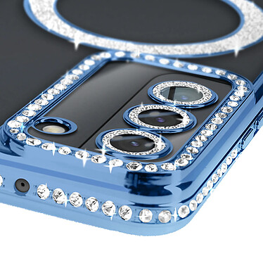 Avis Avizar Coque Diamant pour Samsung Galaxy S22 MagSafe Contour Strass Bleu Clair