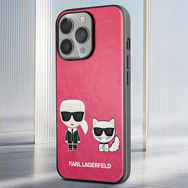 Acheter Karl Lagerfeld Coque pour iPhone 13 Pro Dos Cuir Vegan Bords Rehaussés Rose