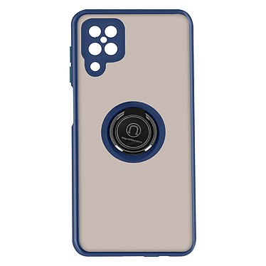 Avizar Coque Samsung Galaxy A12 Bi-matière Bague Métallique Fonction Support bleu