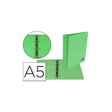 LIDERPAPEL Classeur 4 anneaux ronds 25mm a5 carton rembordé pvc coloris vert pistache