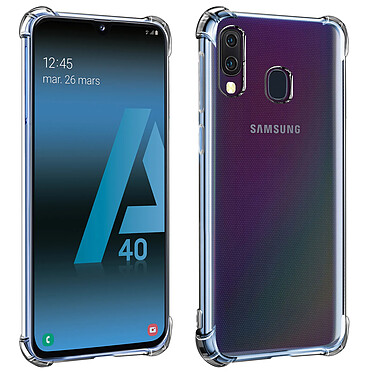 Avizar Coque Samsung Galaxy A40 Silicone Flexible Coins Bumper Transparent