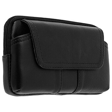 Avizar Etui Ceinture Cuir Véritable Smartphone Taille 145x85mm Passant Ceinture - Noir