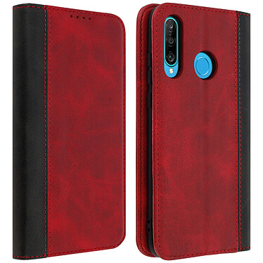 Avizar Housse Huawei P30 Lite Étui Folio Rangement carte Fonction support rouge