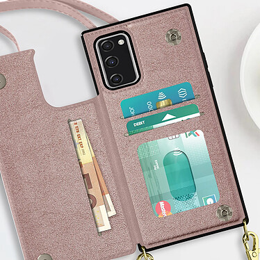 Avis Avizar Coque Cordon Samsung S20 FE avec Porte-cartes Support Vidéo Lanière rose gold