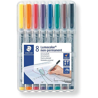 STAEDTLER Etui de 8 marqueurs non-permanent Lumocolor 311S pointe superfine assortis