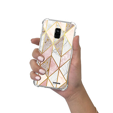 Evetane Coque Samsung Galaxy A8 2018 anti-choc souple angles renforcés transparente Motif Marbre Rose Losange pas cher