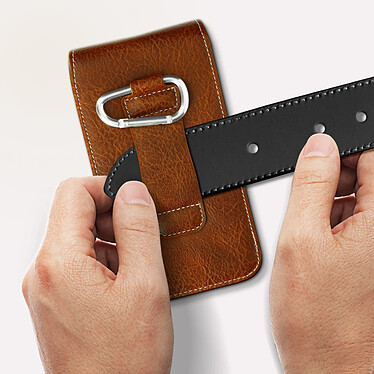 Avizar Étui Ceinture Smartphone 5.5 pouces Porte-carte Simili cuir Effet rétro Marron pas cher