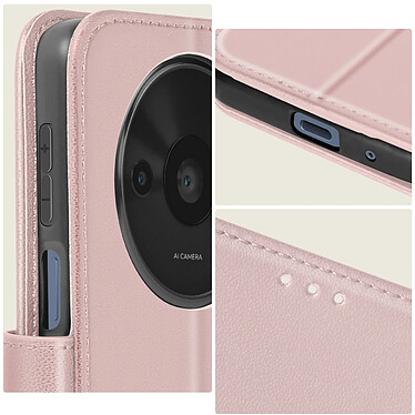 Avizar Étui pour Xiaomi Redmi A3 Portefeuille Support Vidéo Rose Champagne pas cher