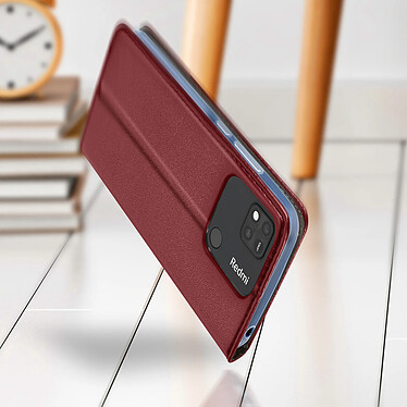 Avis Avizar Housse Xiaomi Redmi 10A Porte-carte Fonction Support Vidéo Clapet Magnétique  Bordeaux