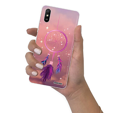 Evetane Coque Xiaomi Redmi 9A 360 intégrale transparente Motif Attrape rêve rose Tendance pas cher