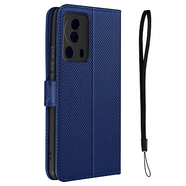 Avizar Étui Folio pour Xiaomi 13 Lite porte-cartes effet croisillons avec dragonne  Bleu