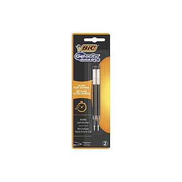 BIC Blister de 2 Recharges Gel-ocity Quick Dry Gel Pointe Moyenne (0,7 mm) Noir