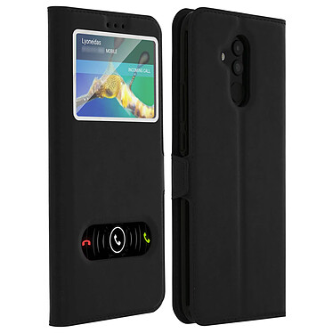 Avizar Housse Huawei Mate 20 lite Etui Double Fenêtre Coque Silicone - noir