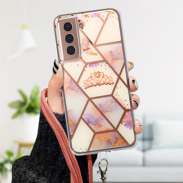 Avis Avizar Coque Samsung Galaxy S21 Plus Motif géométrique avec Cordon Amovible rose gold