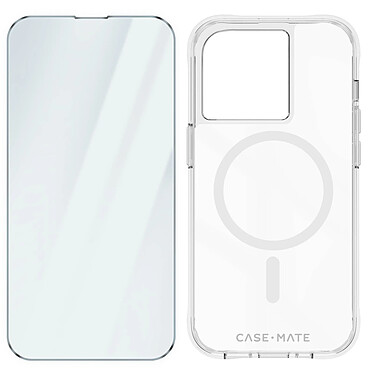 Case mate Coque MagSafe pour iPhone 15 Pro Max et Verre Trempé Dureté 9H Transparent