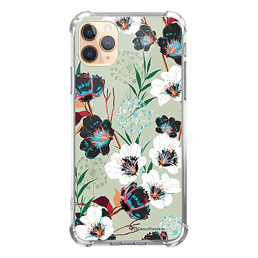 LaCoqueFrançaise Coque iPhone 11 Pro anti-choc souple angles renforcés transparente Motif Fleurs vert d'eau