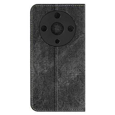 Avizar Etui Denim Portefeuille pour Honor Magic 6 Lite 5G Support vidéo Noir