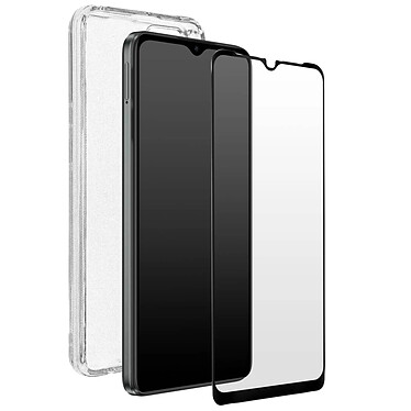 Bigben Coque pour Motorola E22i et E22 Silicone Souple Transparente + Verre Trempé 9H Noir