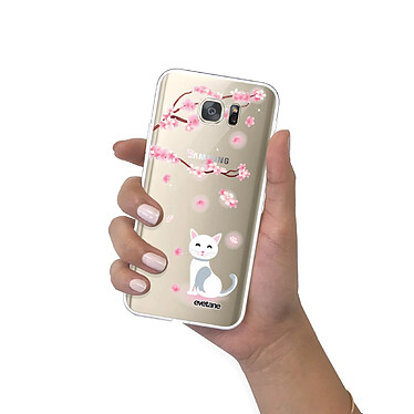 Evetane Coque Samsung Galaxy S7 360 intégrale transparente Motif Chat et Fleurs Tendance pas cher