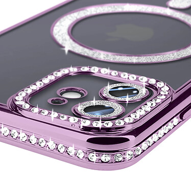 Avis Avizar Coque Diamant pour iPhone 12 Protection MagSafe Contour Strass Violet