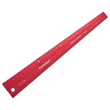 TRANSOTYPE Règle de coupe Aluminium antidérapante 60 cm Rouge