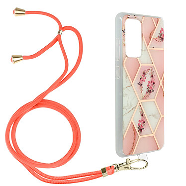 Avizar Coque Samsung Galaxy A72 Motif géométrique Cordon Amovible rose