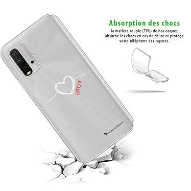 Avis LaCoqueFrançaise Coque Xiaomi Redmi 9T 360 intégrale transparente Motif Coeur Blanc Amour Tendance