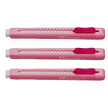 PENTEL Stylo gomme CLIC ERASER, Corps Rose x 3