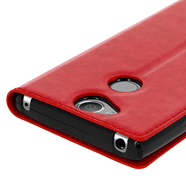 Avizar Housse Xperia XA2 Etui Double Fenêtre Coque Silicone Gel - Rouge pas cher