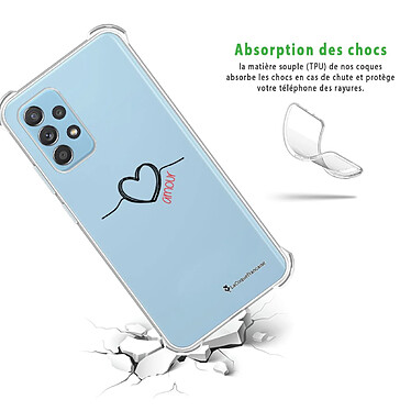 Avis LaCoqueFrançaise Coque Samsung Galaxy A52 Silicone antichocs Solides coins renforcés  transparente Motif Coeur Noir Amour