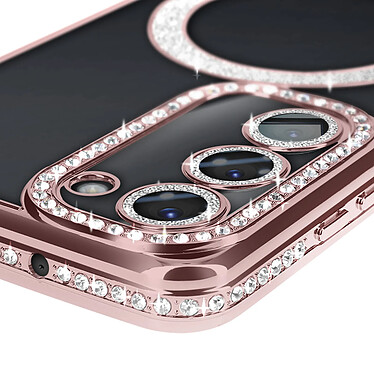 Avis Avizar Coque Diamant pour Samsung Galaxy S23 MagSafe Contour Strass Rose Champagne