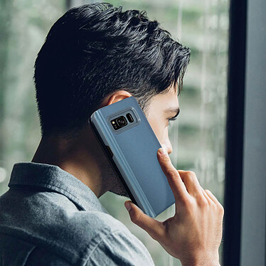 Avis Avizar Étui Galaxy S8 Chromé Clapet Translucide Rigide Fin Léger - bleu