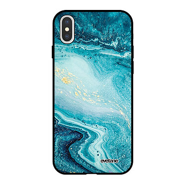 Evetane Coque iPhone X/ Xs Silicone Liquide Douce noir Bleu Nacré Marbre