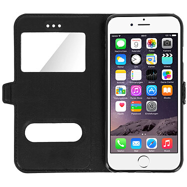 Acheter Avizar Housse iPhone 6/iPhone 6S Etui Clapet 2x Fenêtre Coque Silicone Gel - Noir