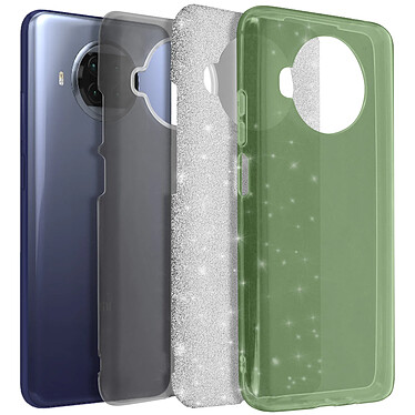 Avizar Coque Xiaomi Mi 10T Lite Paillette Amovible Silicone Semi-rigide vert