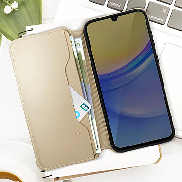 Acheter Avizar Étui pour Samsung Galaxy A15 5G Clapet Double Poche Fonction Support Dorée