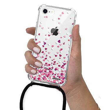 Evetane Coque cordon iPhone 7/8/ iPhone SE 2020 noir Dessin Confettis De Coeur pas cher