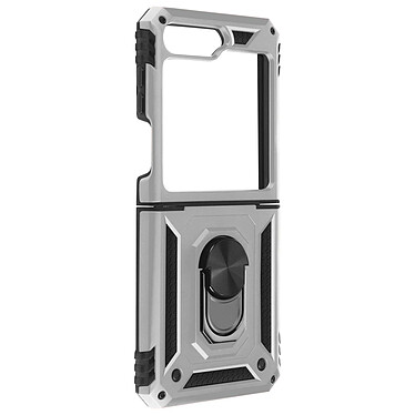 Avizar Coque pour Samsung Galaxy Z Flip 5 Antichoc Hybride Bague Support Magnétique  Argent