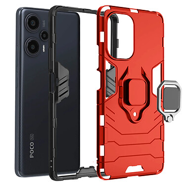 Avizar Coque pour Xiaomi Poco F5 Hybride Antichoc Anneau Support  Rouge pas cher